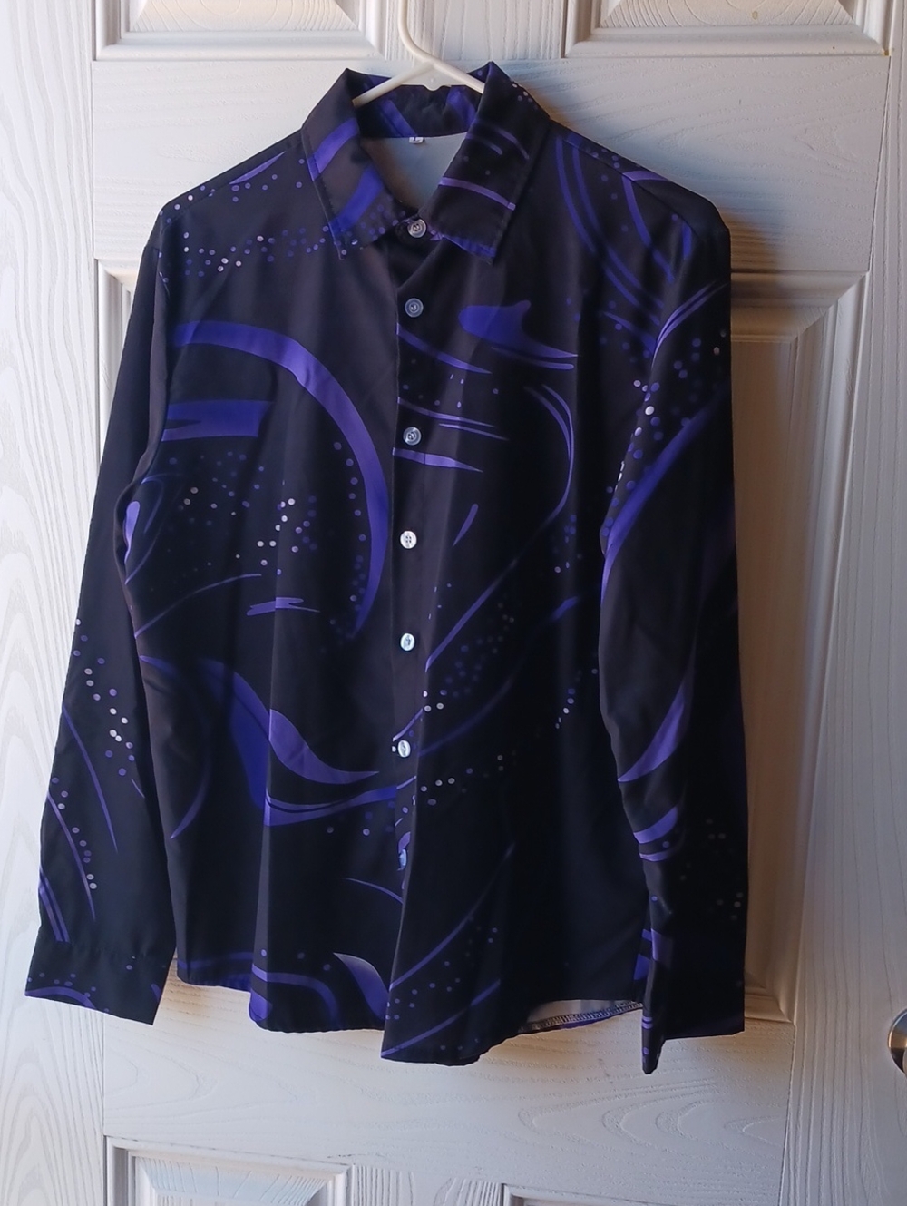 Men's Black & Purple Patterned Button-Up Shirt